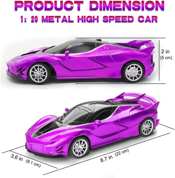 Remote Control Car for Girl, 2.4GHz 4WD Electric RC Cars Toy Racing with Led Lights Rechargeable High-Speed Hobby Toy Vehicle, RC Car Gifts for Age 3 4 5 6 7 8 9 Year Old Kids (Purple) - Image 2