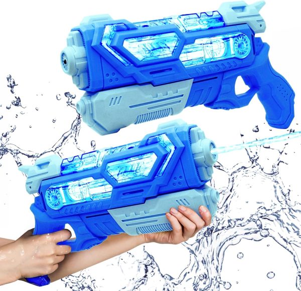 Super Water Guns for Kids Adults, 2 Pack Super Water Blaster Soaker Squirt Gun 600CC with Long Range High Capacity, Ideas Gift Toys for Summer Outdoor Swimming Pool Beach Sand Play (Blue)