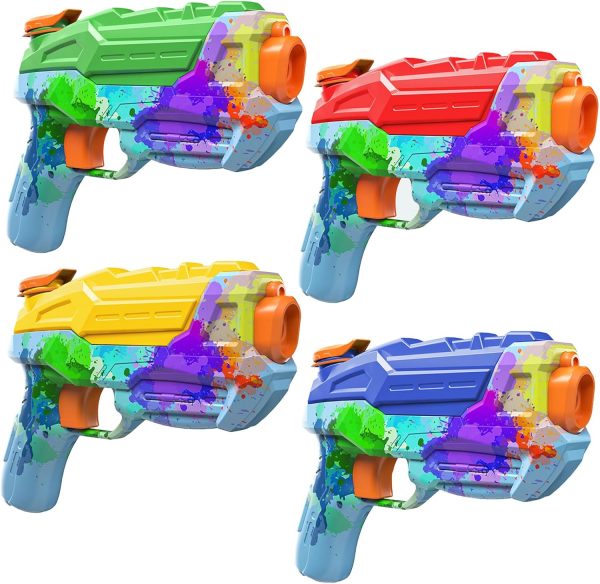 4 Pack Water Gun for Kids, Watercolor Squirt Gun with Trigger Super Water Blaster Soaker Squirters Toys, Long Range Water Pistol Gun for Summer Outdoor Pool/Beach/Yard/Party Play