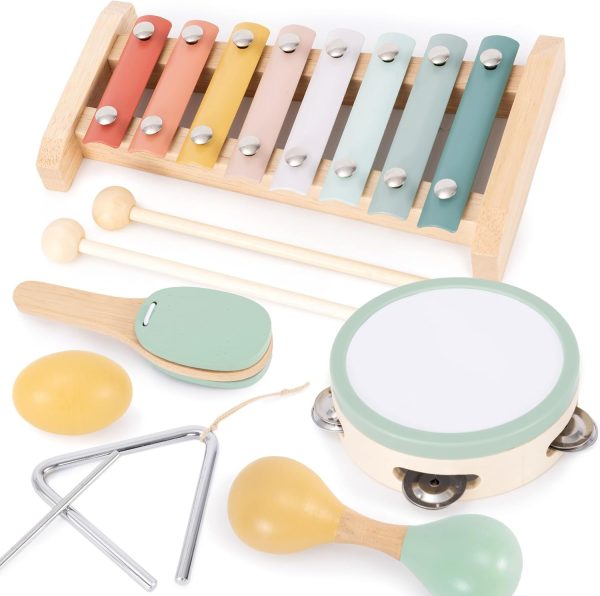 Fun Musical Instruments for Toddlers - The Perfect Wooden Instruments for Little Ones to Explore Sounds Through Play - Great Montessori Toy Gift for Babies, Toddlers 1-3, and Kids - Incl. Xylophone
