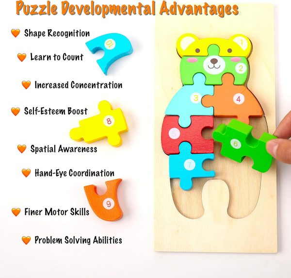Wooden Toddler Puzzles for Kids Ages 2-4, Montessori Toys for 3 Year Old, Animal Toddler Toys Ages, 4-Pack Learning Toddler Puzzle - Image 2