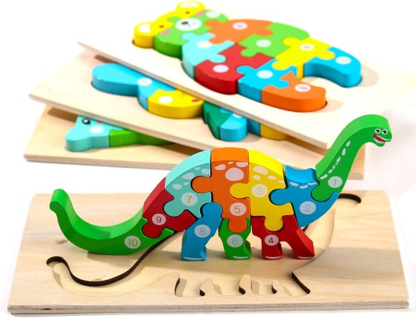 Wooden Toddler Puzzles for Kids Ages 2-4, Montessori Toys for 3 Year Old, Animal Toddler Toys Ages, 4-Pack Learning Toddler Puzzle
