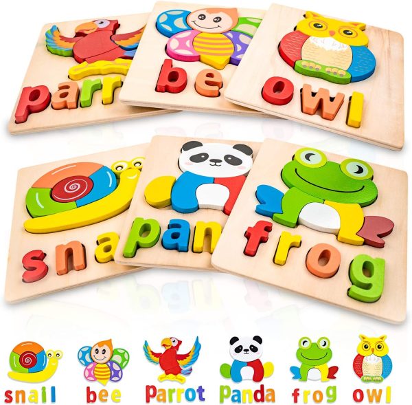 Toddler Puzzles,Wooden Puzzles for Todder 1 2 3 Years Old Boys Girls Eco Friendly Wooden Toys Educational Preschool Gift for Kids(6 Pack)